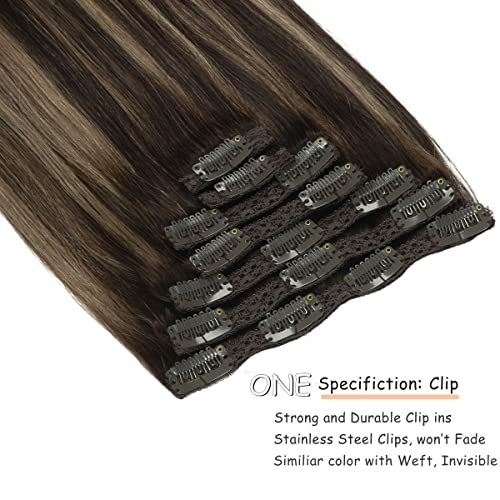 Balayage Brown to Blonde Ombre 18 Inch Clip-In Human Hair Extensions - Image 3