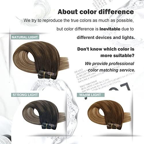 Balayage Remy Human Hair Extensions 20 Inch Clip-In Natural Feel - Image 8