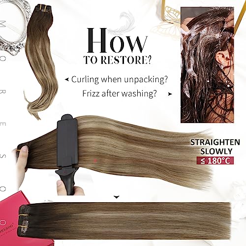Balayage Remy Human Hair Extensions 20 Inch Clip-In Natural Feel - Image 6