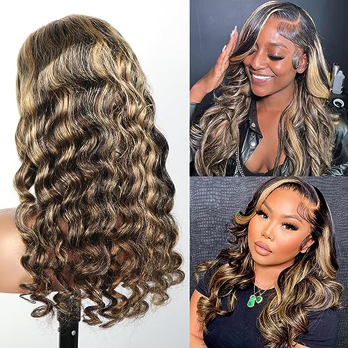 Balayage 22 Inch Long Human Hair Lace Wig for Women Natural Look - Image 3