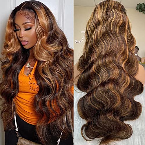 Balayage Human Hair Wig Natural Brown 18 Inch
