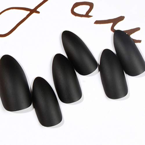 Glossy Black Acrylic Nails for Dark Skin, Long Length, 24 Piece Set - Image 2