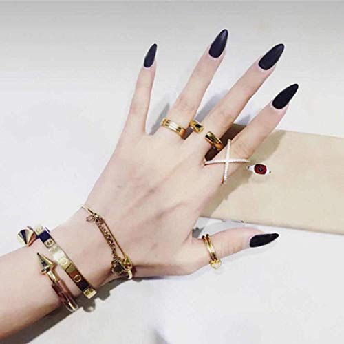 Glossy Black Acrylic Nails for Dark Skin, Long Length, 24 Piece Set - Image 5