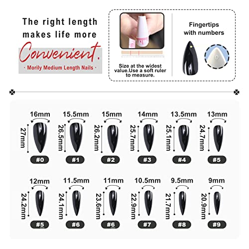 24 Piece Black Acrylic Nail Set Long Length Durable Quality Stylish Manicure - Image 3