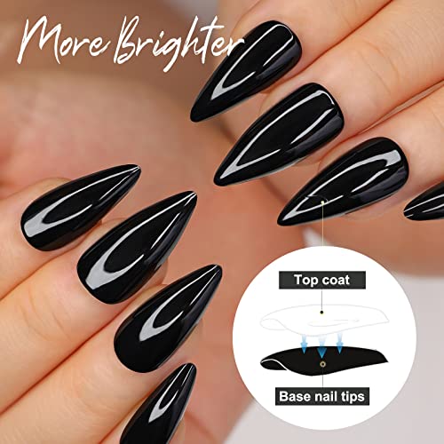 24 Piece Black Acrylic Nail Set Long Length Durable Quality Stylish Manicure - Image 2