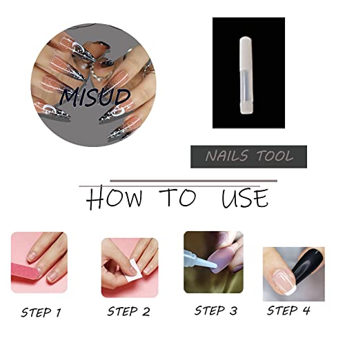 Black acrylic nails with sharp design. - Image 5