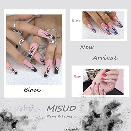 Black acrylic nails with sharp design. - Image 7