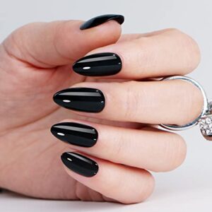 Black Almond Acrylic Nails Set, Stylish, Durable Manicure, 24 Piece