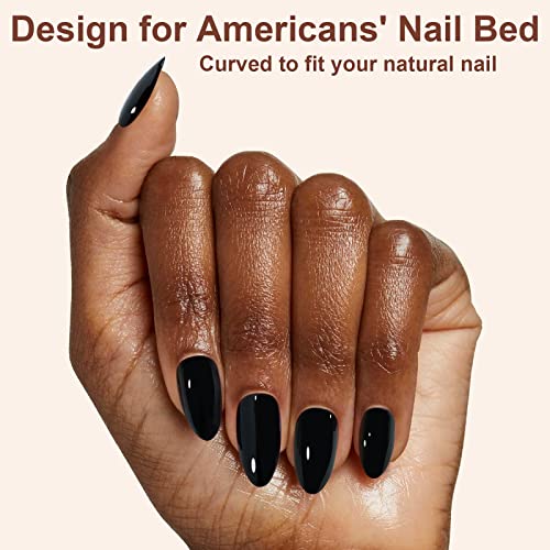 Black Almond Acrylic Nails Set, Stylish, Durable Manicure, 24 Piece - Image 3