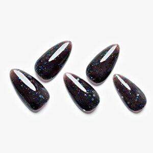 24 Piece Black Almond Shaped Acrylic Nail Set for Stylish DIY Manicures