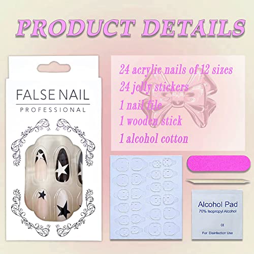 Beige and Black Acrylic Nail Set for Chic Manicures - 24 Pieces, Long-Lasting - Image 2