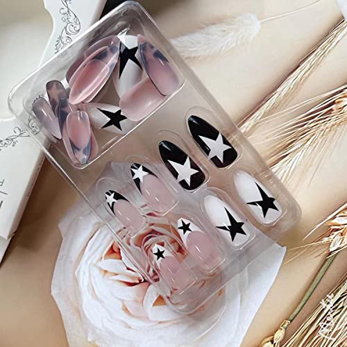 Beige and Black Acrylic Nail Set for Chic Manicures - 24 Pieces, Long-Lasting - Image 8