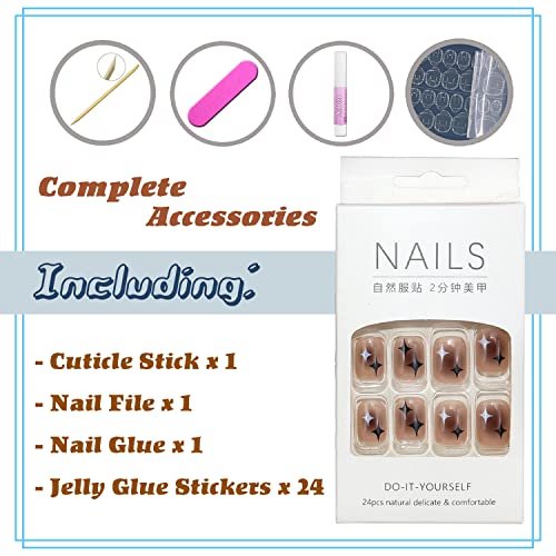 Stylish Black and Brown Acrylic Nails Set 24 Piece Manicure Kit - Image 6