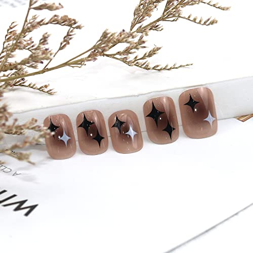 Stylish Black and Brown Acrylic Nails Set 24 Piece Manicure Kit - Image 2
