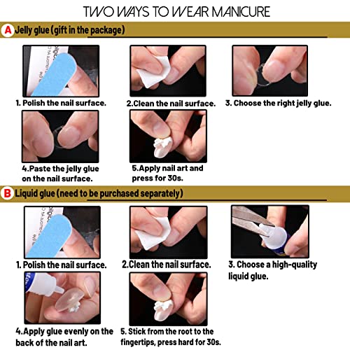 Black and Gold Press-On Nails Set, Medium Size, Easy Application - Image 6