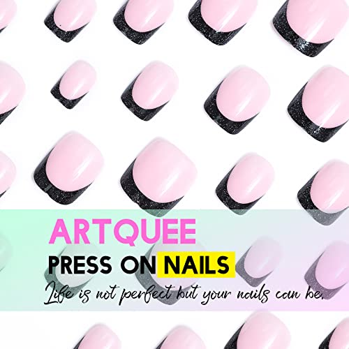 24 Piece Black and Pink Acrylic Nail Design Set for Stylish Manicures - Image 7