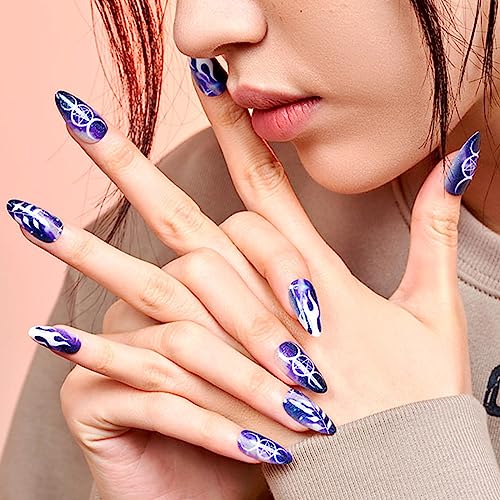 Chic Black and Purple Acrylic Nail Design Set for Stylish Nail Art Enthusiasts - Image 3