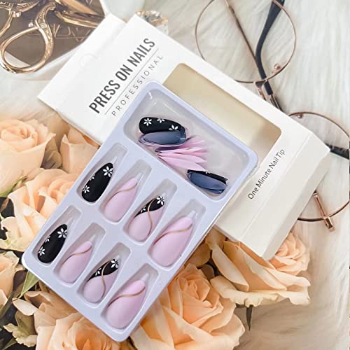 Stylish Black and Purple Acrylic Nails Set for Manicure - 24 Pieces - Image 4