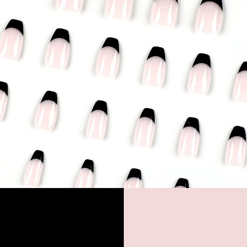 24 Count Black Ballerina Acrylic Nails Full Set - Image 4