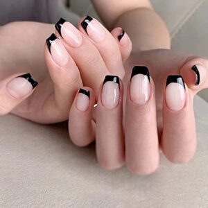 24 Count Black Ballerina Acrylic Nails Full Set