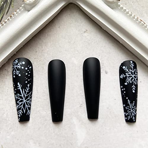 Black Festive Acrylic Nails Set 24 Pieces Holiday Glam Design - Image 5
