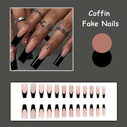 Black Coffin Acrylic Nails - Image 5