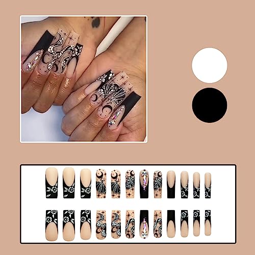 Black Coffin Acrylic Nails - Image 3