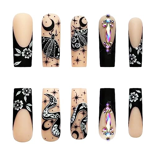 Black Coffin Acrylic Nails - Image 5