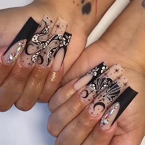 Black Coffin Acrylic Nails