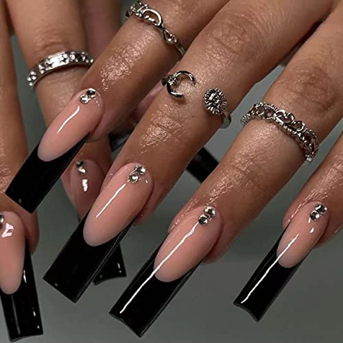 Black Coffin Acrylic Nails