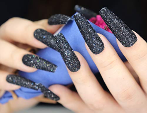 Black Coffin Acrylic Nails - Image 3