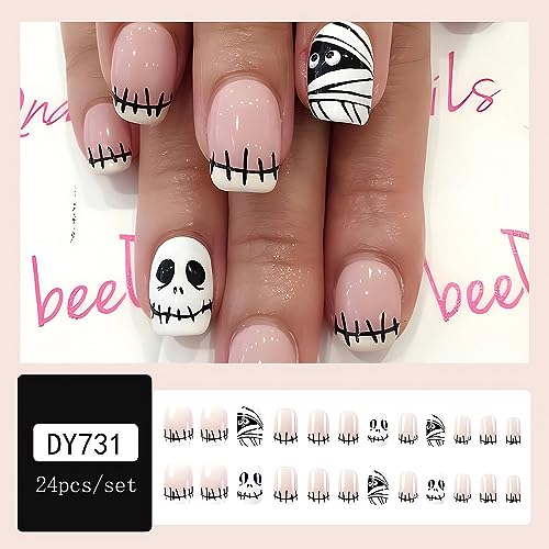 Black French Acrylic Nails - 24 Piece Durable & Stylish Press-On Tip Set - Image 6