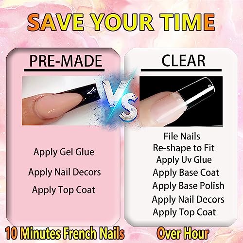 24 Piece Set Black French Tip Acrylic Nails - Elegant, Durable, Easy to Apply Design - Image 5