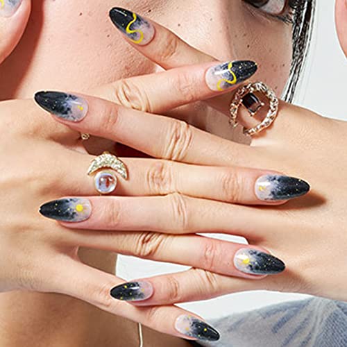 Black French Tip Coffin Acrylic Nails - 24 Piece Set for Stylish Manicure - Image 3