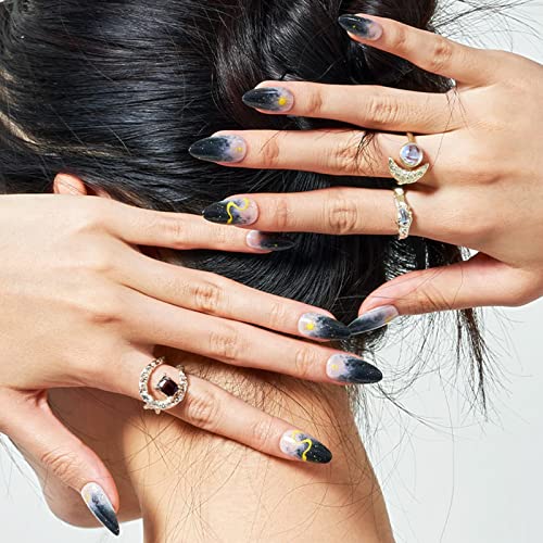 Black French Tip Coffin Acrylic Nails - 24 Piece Set for Stylish Manicure - Image 5