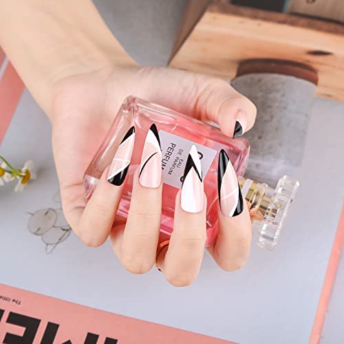 Long-Lasting Black Gel Nails Set with Stylish Designs for Beautiful Manicures - Image 3