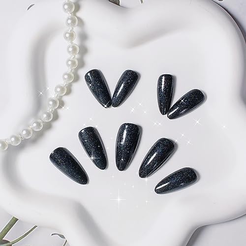 Black Glitter Acrylic Nails - Image 3