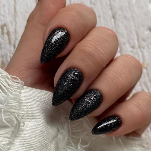Black Glitter Acrylic Nails