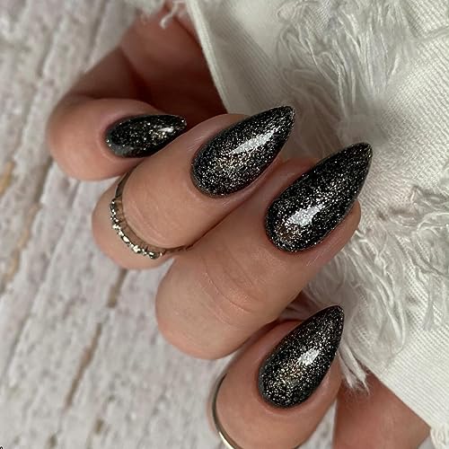 Black Glitter Acrylic Nails - Image 2