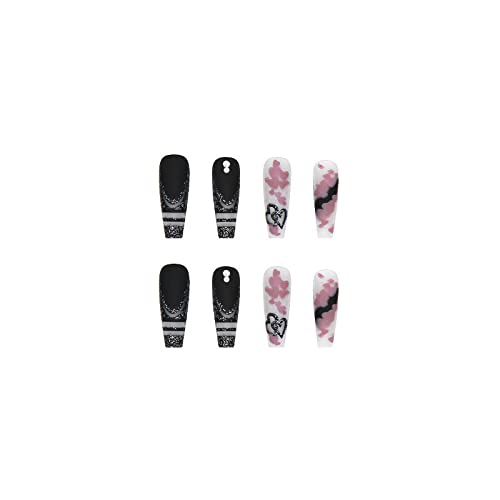 Black Glitter Coffin Acrylic Nails - 24 Pieces, Stylish and Durable Nail Art Set - Image 2