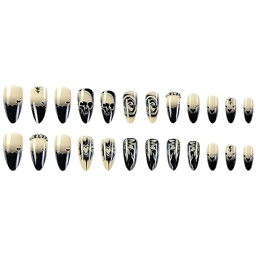 Long Black Halloween Acrylic Nails with Spooky Design for Festive Nail Art - Image 8