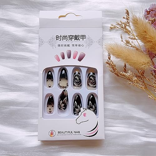 Long Black Halloween Acrylic Nails with Spooky Design for Festive Nail Art - Image 5