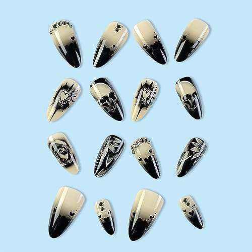 Long Black Halloween Acrylic Nails with Spooky Design for Festive Nail Art - Image 2