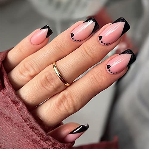 Black Heart Acrylic Nails