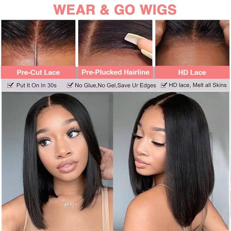 Hairspray 14 Inch Black Human Hair Wig Natural Look Comfortable Everyday Wear - Image 4
