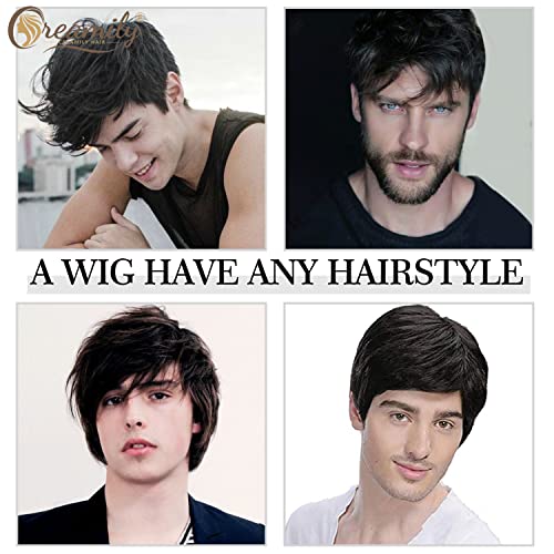 Black human hair wig for men. - Image 4