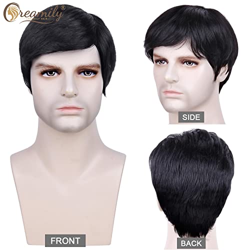 Black human hair wig for men. - Image 2