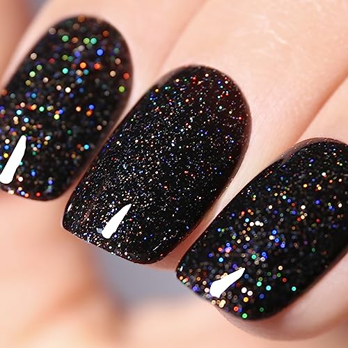 Black Iridescent Nail Polish 15ml for Dazzling Eye-Catching Manicures