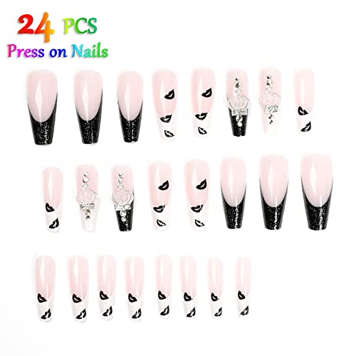 24 Piece Set Black Long Acrylic Nails for Elegant, Durable and Stylish Manicures - Image 6