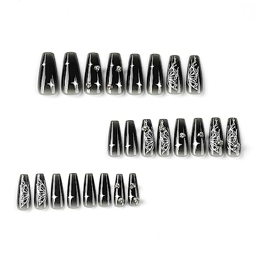 Black ombre acrylic nails. - Image 3